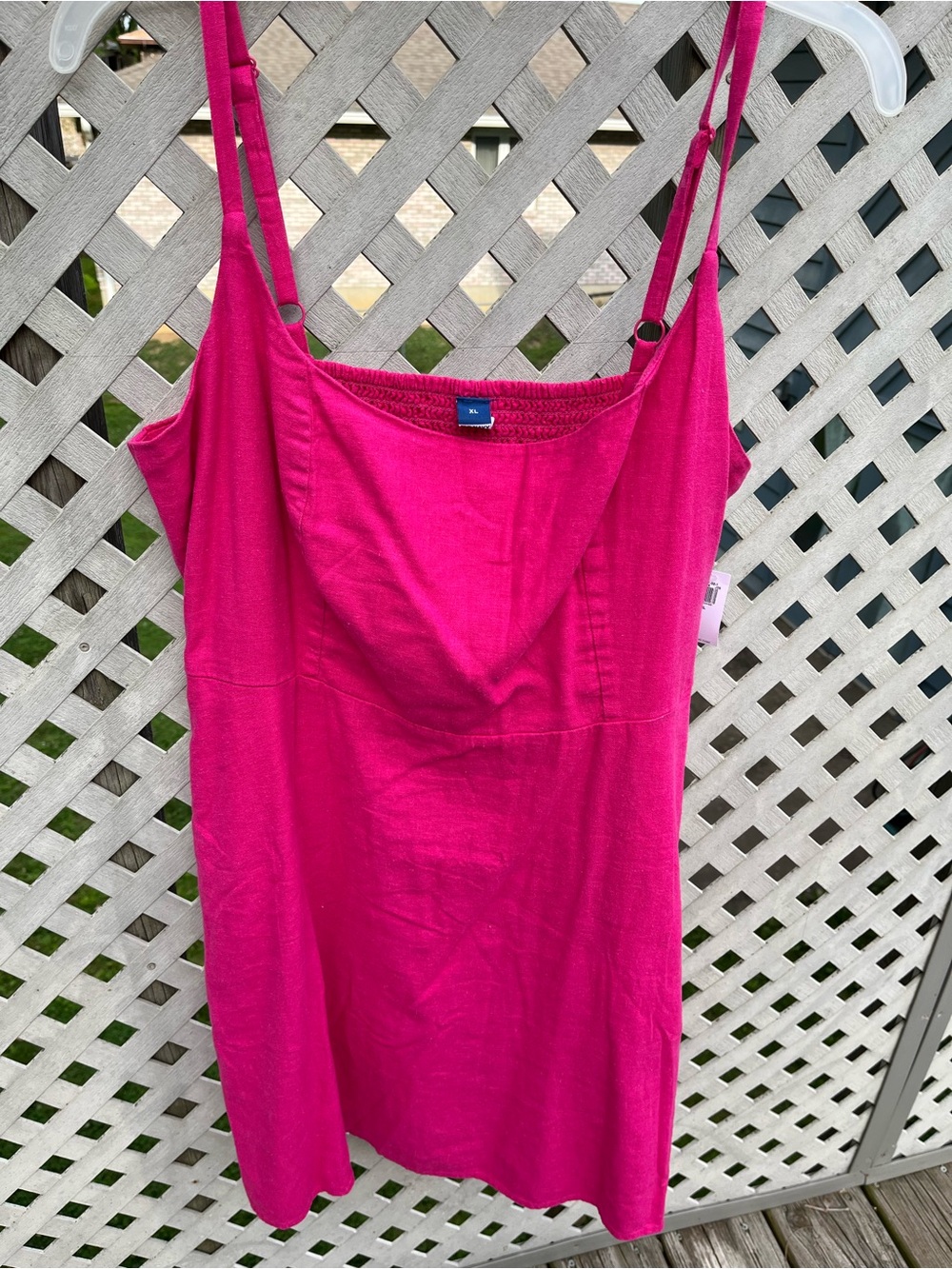 Pink Linen dress with adjustable straps
